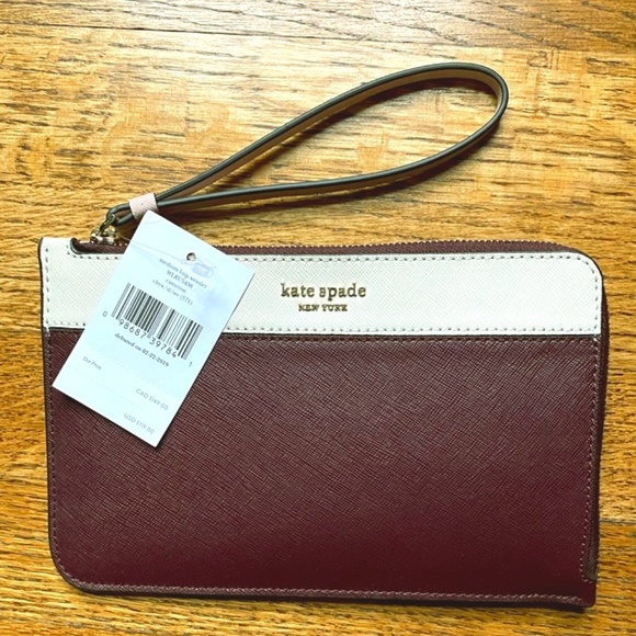 KATE SPADE Cameron Medium L-Zip Maroon Wallet - Picture 2 of 7